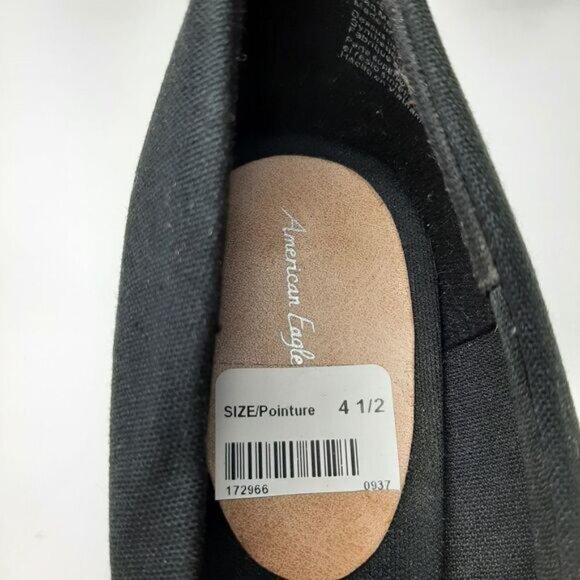 AMERICAN EAGLE AE New Peep Toe Bow Espadrille Cork Wedge Shoe Heels Black Sz 4.5 - Picture 12 of 13